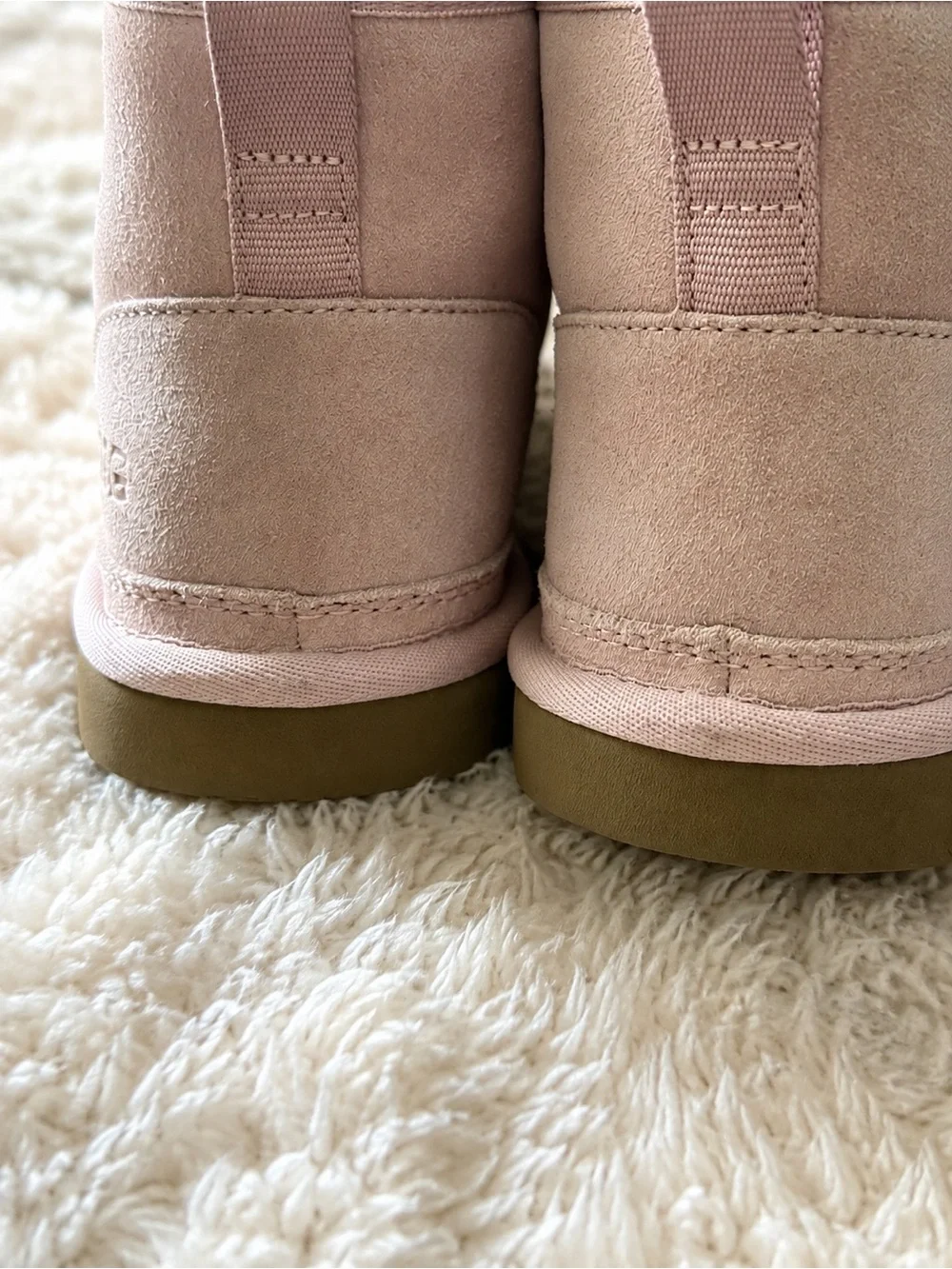 UGG Neumel Flex Pink Suede Wool Lined Logo Strap Boots Women’s 10